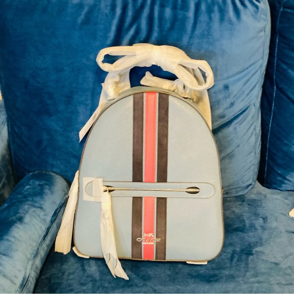 NWT COACH JORDYN BACKPACK WITH VARSITY STRIPE
